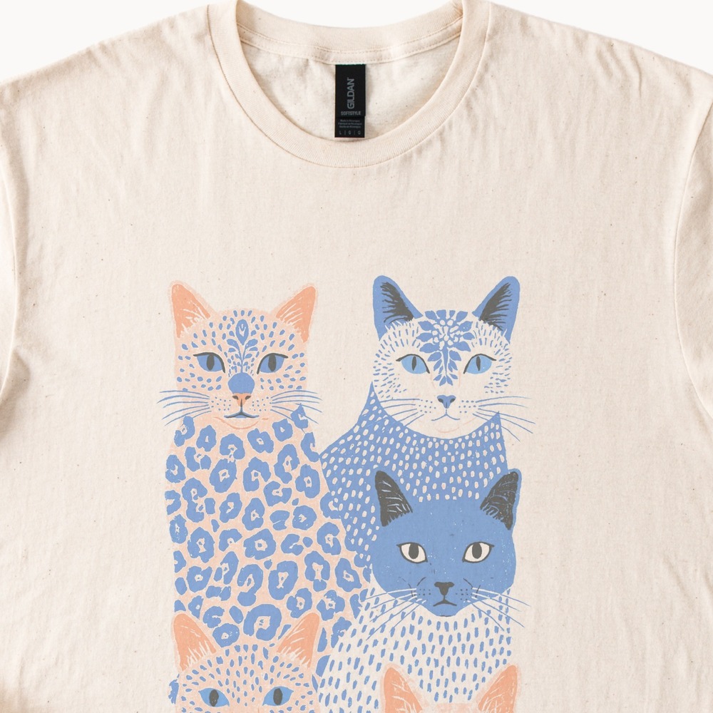Five Cats Graphic Tee Playful Illustrated Art Print